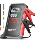 Beast Jump Starter With Air Compressor 160 PSI For Cars 7.0L Gas And 6.0L Diesel, showing clamps and nozzle attachments.