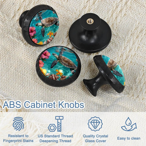 Top Notch Crystal Glass Cabinet Knobs And Drawer Pulls Boasting Sea Turtle Floral Style Super Durable For Kitchen Cupboards Dressers And Wardrobes Straight Fire Home Upgrade 4 Pack with vibrant sea turtle designs.