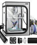 3D Printer Enclosure With Built In Ventilation Kit For Bambu Lab A1 And A1 Mini Combo Fireproof Dustproof Constant Temp Cover With AMS LED Light 520x600x700mm shown with 3D printing process.