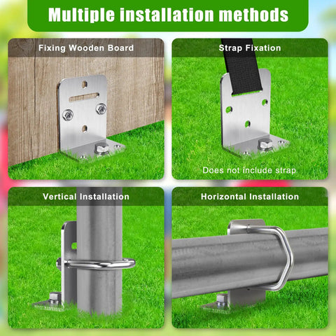Multiple installation methods with Four Pack Thirty Inch Ground Anchors Screw In Kit With L Bracket Heavy Duty Tapered Spiral Anchors.