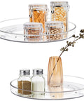Two Pack Clear Lazy Susan Turntable Organizer For Kitchen Cabinets And Countertops, 10.6 Inch Turntable with pantry items