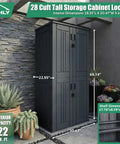 Heavy Duty Tall Outdoor Storage Cabinet 28 Cu Ft Garage Organizer With 4 Adjustable Shelves Lockable Double Doors Weatherproof 31W X 23L X 66H Sage Grey For Tools And Gear