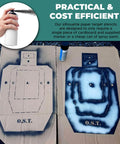Heavy Duty 10 Mil Mylar Silhouette Target Stencil for Cardboard or Paper Shooting Targets, shown on cardboard with paint pen.