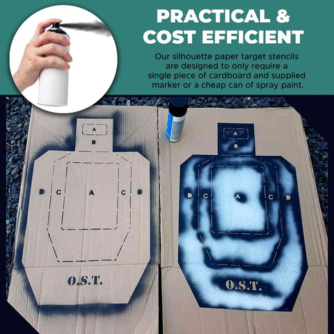 Heavy Duty 10 Mil Mylar Silhouette Target Stencil for Cardboard or Paper Shooting Targets, shown on cardboard with paint pen.