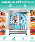 Heavy Duty Commercial Reach In Freezer 49 Cu Ft Built Solid For Bulk Grocery Stash Pro Kitchens Run Cool All Day With Digital Controls And Reliable Fan Powered Temperature Management with various frozen foods.