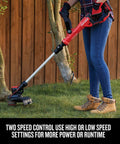 Cordless 20V Max Weed Wacker And Leaf Blower Combo Kit With Battery And Charger Included For Quick Yard Cleanup Lightweight String Trimmer being used to trim grass near a tree.