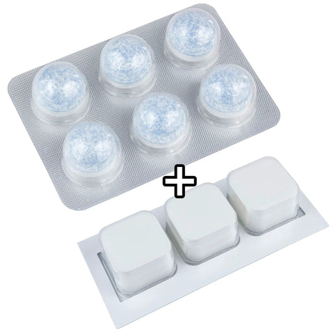 Descaling and Cleaning Tablets for Fully Automatic Coffee and Espresso Machines 9 Plus 6 Pack, in blister packaging