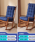 Rocking Chair Cushions Set Navy Blue Tufted Waterproof Fade Resistant Indoor Outdoor Cushions With Ties on wooden rockers