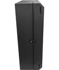 Side view of 6U Wall Mount Network Cabinet With Vertical Patch Panel Rack, 30-Inch Depth Server Room Enclosure, black metal design.