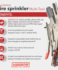 The Top Shelf Game Changer Fire Sprinkler Shutoff Multi Tool Stops Accidental Water Damage And Yanks FDC Caps Quick For Upright Pendant Sidewall And Recessed Heads In Buildings, multi-tool made of case hardened steel.