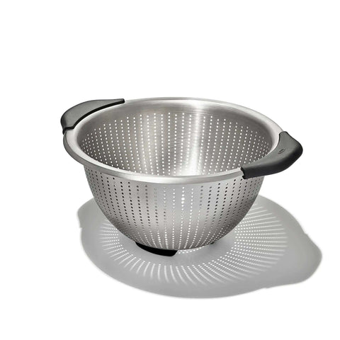 Non Slip Grip 5 Qt Stainless Steel Colander with Comfortable Handles for Pasta and Veggies, Durable Nesting Strainer