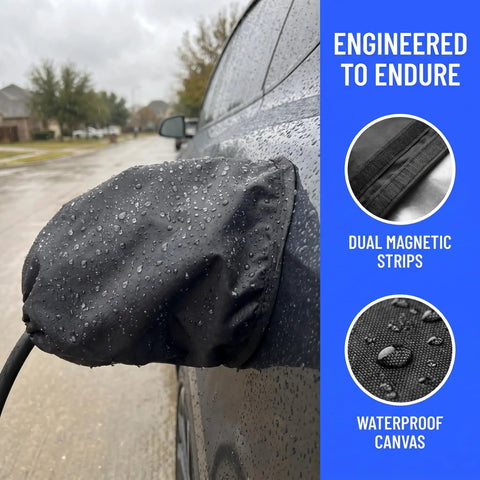Tough As Nails Ev Charger Cover With Heavy Duty Magnets Shutting Down Rain Snow And UV Rays To Keep Your Electric Plug Sealed