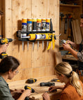 Heavy Duty Spray Paint Organizer Wall Mount Rack For Aerosol Cans And Sealing Pipes in workshop setting with tools