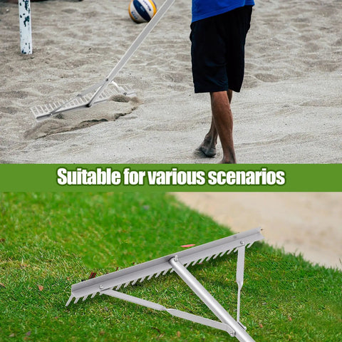 Aluminum Maintenance Rake With 24 Inch Head And 66 To 98 Inch Adjustable Handle Ideal For Baseball Field Garden Lawn And Landscape Cleanup