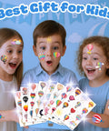 Three kids with Hot Air Balloon Themed Temporary Tattoos Set For Kids 96 Pcs Pre Cut Stickers, Kid Approved Birthday Party Supplies For Boys