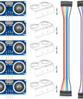 Five Pack HCSR04 Ultrasonic Sensor Module For Arduino R3 Uno Mega XBee Nano Robot With Five Mounting Brackets and wires