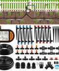 207Ft Automatic Drip Irrigation Kit With Water Timer For Greenhouse And Garden Easy Setup Set It And Forget It with components displayed