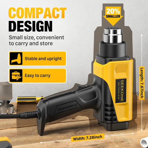 1800W Heat Gun Workhorse With Compact Design And Variable Temperature From 122 To 1202 Fahrenheit Two Speed Settings Four Nozzles