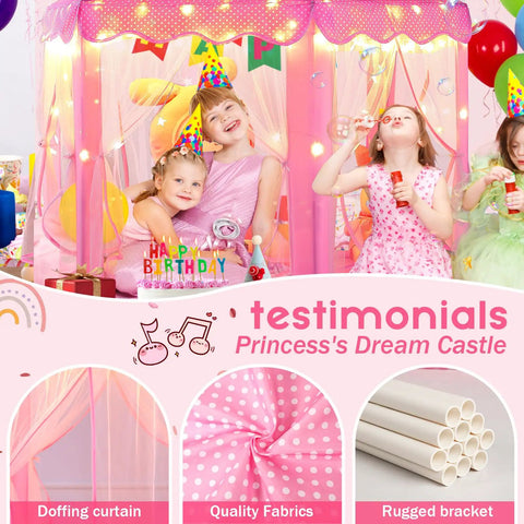 Princess Castle Tent For Girls With Star Lights Large Indoor Outdoor Playhouse Private Hideaway For Kids 55 Inch By 53 Inch