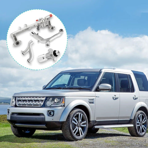 Beat Engine Stress Quickly With This Sturdy Aluminum Water Pump And Thermostat Housing Top Crossover Hose Bolted Secure On Your 5.0L V8 Range Rover Setup, featuring alloy parts.