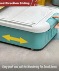 Tiny Fixed Drawer Casters 0.5 Inch Non Swivel Rubber Wheels installed on storage box, showing fixed direction sliding capability.
