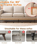 Adjustable Under Couch Blocker For Pets Smooth Sliding Barrier To Catch Rolling Toys Remotes Keeps Floors Clutter Free Breathable Fabric Design shown under 90° leg frame sofa.