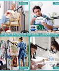 People using 10X Real Glass Magnifying Glass With Light And Stand, 4.3 Inch Lens for knitting, repair, painting, and nail art.
