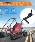 Go-kart on road with Left And Right Spindle Steering Knuckle With Ball Joint Assembly shown in detail