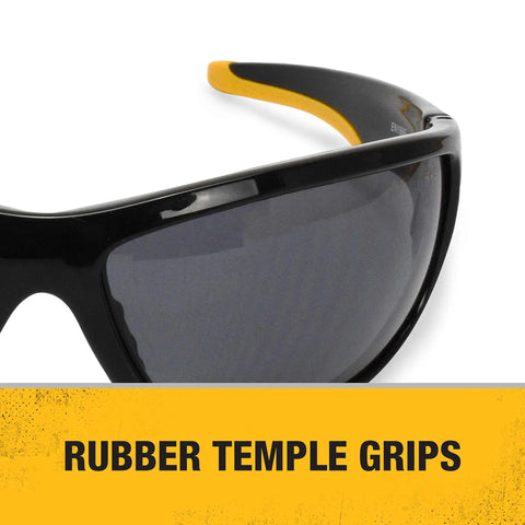 Dominator Z87 Plus Safety Glasses With Full Frame Smoke Lenses, Rubber Temples And Nosepiece For All Day Comfort, Enhanced Coverage And Non Slip Grip In Tough Work Environments