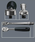 Zyklop Full Metal Ratchet With Switch Lever, half inch drive, showing slim profile and ball lock socket engagement.