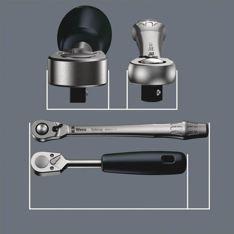 Zyklop Metal Ratchet With Switch Lever And One Quarter Inch Drive, Ultra Slim Handle, Long Lever, Detailed View