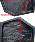 Concrete Molds 6 Piece DIY Plastic Molds Set For Flagstone Paving Stones, detailed view of textured ABS plastic molds with dimensions.