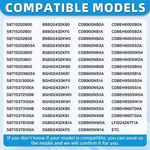 List of compatible models for Premium Dishwasher Door Latch Assembly Replacement For Kenmore Frigidaire Electrolux Part Number 5304525218.