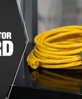 High Visibility Generator Extension Cord With Lighted End Indicator And Weatherproof Jacket for Outdoor Power Use Ten Gauge 50 Foot Heavy Duty Cable
