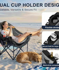 Person relaxing in Oversized Camping Chair For Adults With Cup Holder And Side Pocket, Heavy Duty Padded Portable Folding XL Camp Chair, Collapsible For Outdoor Lawn Beach Fishing, Supports Up To 500 Lbs, Grey