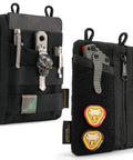 EDC Pouch Organizer For Men With 3 Slots, 2 Zipper Pockets, 1 Phone Pocket, And 1 Multi Tool Slot in black, rugged 500D material
