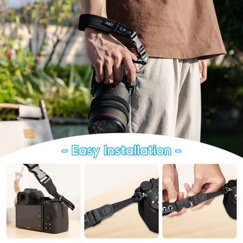 Quick Release Soft Neoprene Camera Hand Wrist Grip Strap For Lightweight DSLRs And Mirrorless Cameras, easy installation, outdoor use