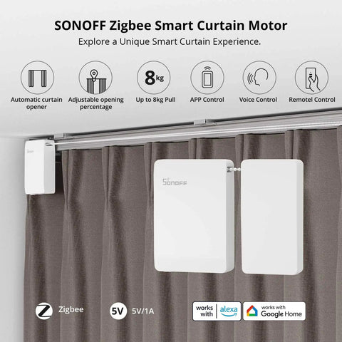 No Sweat Install Zigbee Smart Curtain Motor And Heavy Duty Electric Curtain Driver for smooth automation with Alexa and Google Assistant.