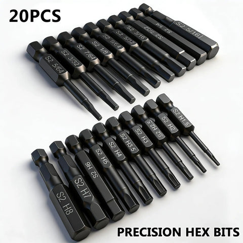 Heavy Duty Magnetic Hex Bit Set With Quick Release Shank 20 Piece Allen Wrench Drill Bits 10 Metric And 10 SAE Quarter Inch Shank