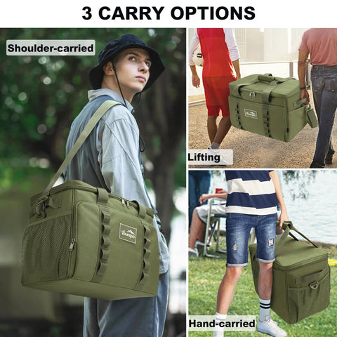 32L Soft Side Cooler Bag Insulated For Picnic Beach Camping And Travel Collapsible Ice Chest Fits 48 Cans in use