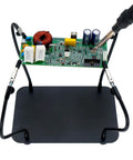 Upgraded Helping Hands Soldering Station With Four Flexible Arms holding circuit board on workbench