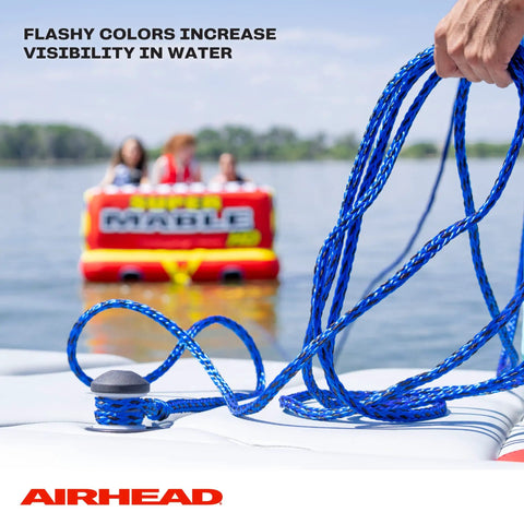60 Foot Tow Rope For 1 To 3 Rider Towable Tubes UV Resistant And Pre Stretched 16 Strand Rope With Loops At Both Ends