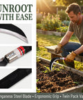 Two Piece Hand Sickle Garden Tool Set No Nonsense Heavy Duty Manganese Steel Weed Cutter, Grass Hook Weeding Scythe in use