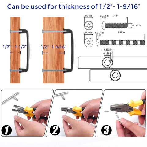 Installation guide for 20 Pack Solid Matte Black Cabinet Pulls For Kitchen Cabinets And Drawers Center To Center 3-3/4 Inch