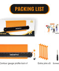 Packing list of 10 Inch Contour Gauge With Lock For Copying Profiles In Woodworking, Flooring, Tile And Trim with extra pins and screwdriver