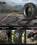 Set Of Four All Terrain ATV UTV Tires 25x8-12 Front And 25x10-12 Rear 6 Ply Tubeless Heavy Duty Puncture Resistant on rocky trail