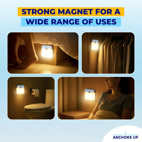 Two Pack Cruise Cabin Magnetic Night Light Mount With Motion Sensor USB Rechargeable LED Warm White installed in various settings