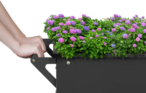 Elevated Outdoor Planter Box On Legs And Wheels, Galvanized Steel Raised Garden Bed For Vegetables, Herbs And Flowers, black.
