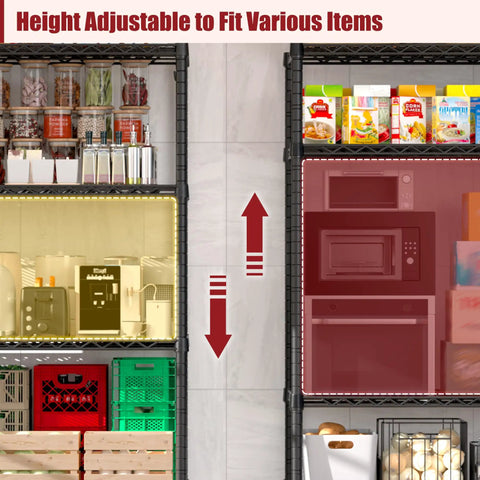 Height-adjustable 72 Inch Wide Wire Shelving Rack, Heavy Duty 1750 Lbs Capacity, 16 Inch Deep, 76 Inch High, L Shaped Storage Shelves For Garage, Warehouse, Pantry, Basement Organization