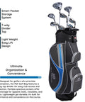 Women Gold TP 11-Piece Complete Golf Club Set Right Hand Petite, clubs in bag with 7-way divider and pocket storage system